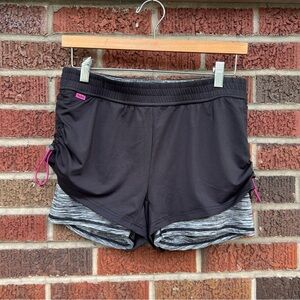 Hyba Black and Marled Gray Layered Compression Shorts Athletic Shorts